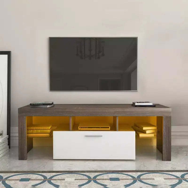 GDFStudio Soledad Modern 51 TV Stand with Storage and Glass Shelf