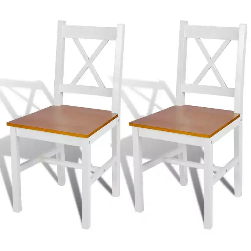 CLIHOME Modern Minimalist Dining Chair with Retro Design of Solid Pine Wood, Comfortable X-Shaped Chair Back Restaurant Backrest Chair(Set of 2)