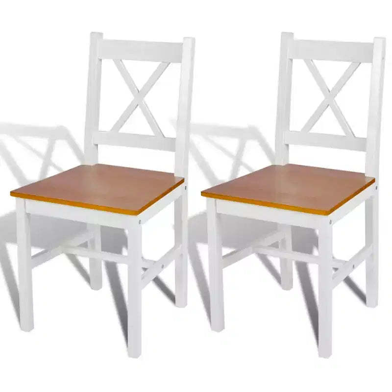 CLIHOME Modern Minimalist Dining Chair with Retro Design of Solid Pine Wood, Comfortable X-Shaped Chair Back Restaurant Backrest Chair(Set of 2)