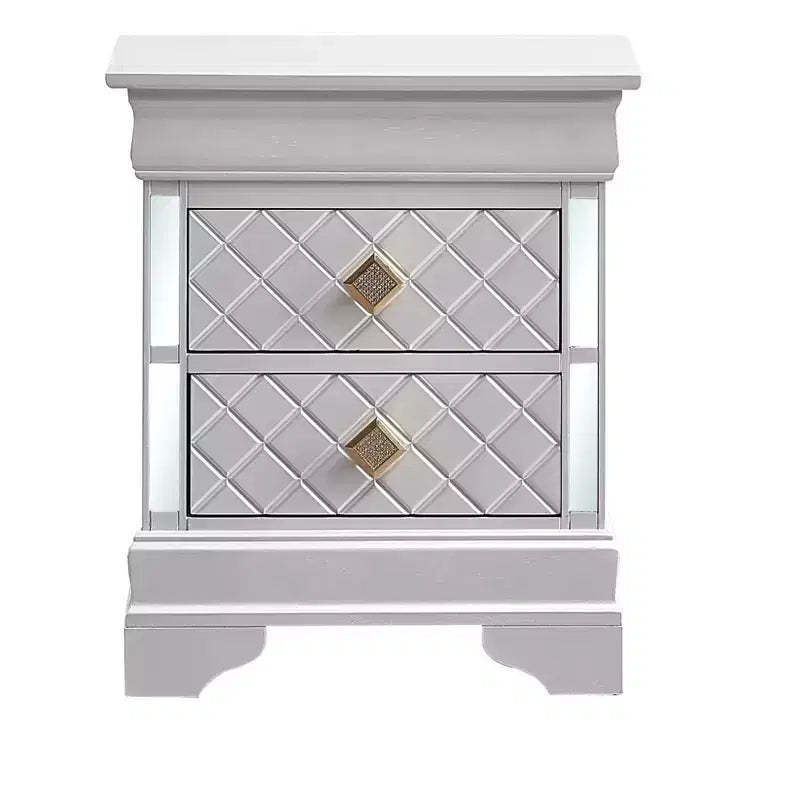 Passion Furniture Veron Pearl White 2-Drawer 21 in. W NIghtstand