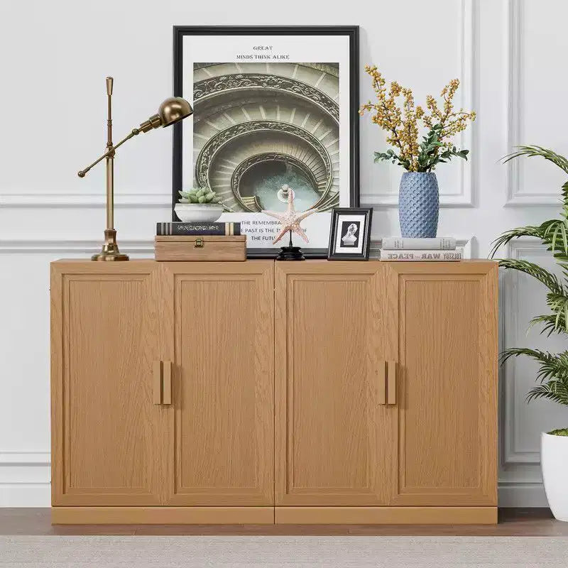PexFix 62 W x 36 H Sideboard Buffet Cabinet Farmhouse Kitchen Pantry Cabinet with Adjustable Shelves for Kitchen Dining Room Living Room Natural