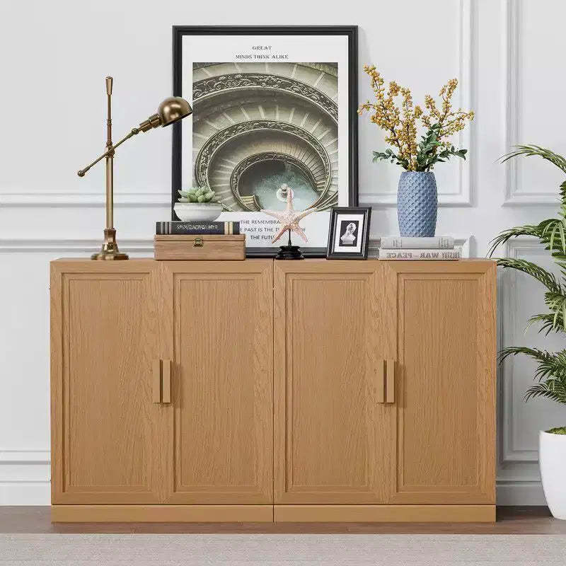 PexFix 62 W x 36 H Sideboard Buffet Cabinet Farmhouse Kitchen Pantry Cabinet with Adjustable Shelves for Kitchen Dining Room Living Room Natural