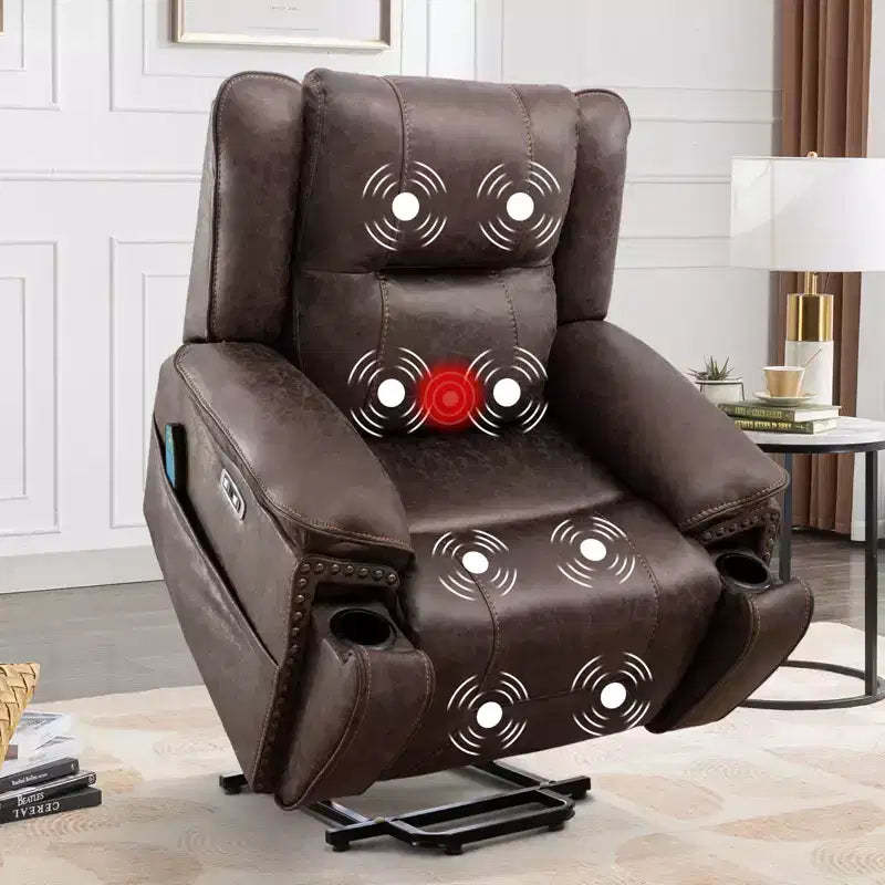 Bestier Massage Lift Recliner Chair with Heat and Vibration, Upholstered Reclining Chair with Cup Holder, Storage Pocket, USB Port for Living Room