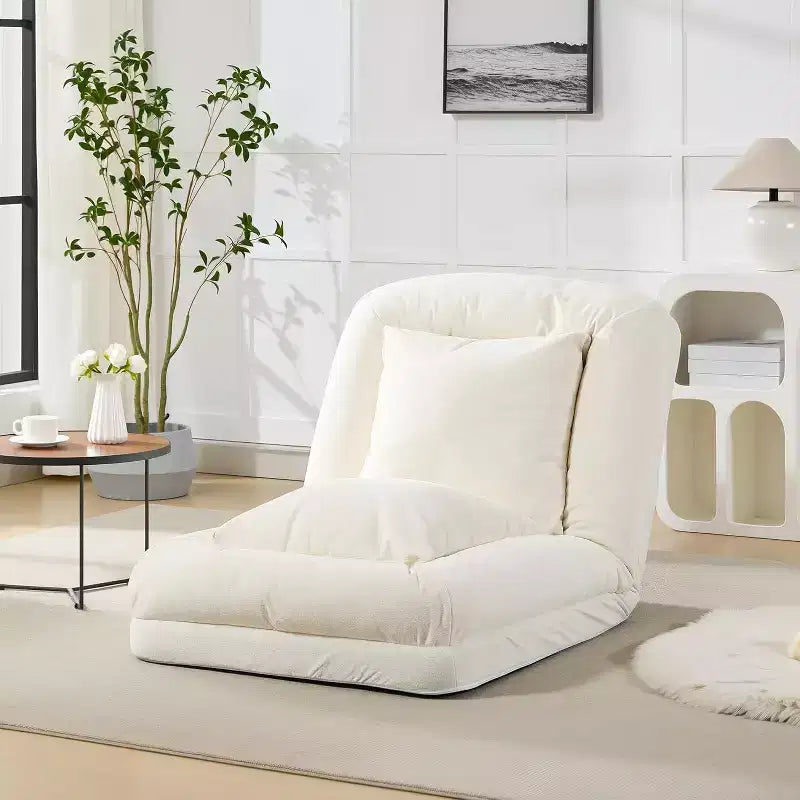 Acekool Chenille 5-Position Adjustable Foldable Sofa Dog Bed with Fluffy Pillows, Oversized Lounger for People and Pets