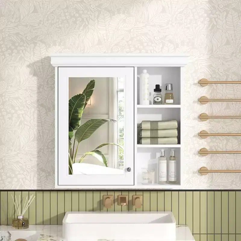 Okak Bathroom Storage Wall Cabinet with Mirror, Wall Mounted Mirror Cabinet, Over the Toilet Storage Cabinet