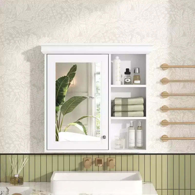 Okak Bathroom Storage Wall Cabinet with Mirror, Wall Mounted Mirror Cabinet, Over the Toilet Storage Cabinet