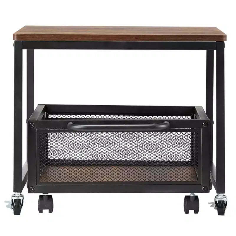 VEVOR Mini Fridge Stand with Storage, 198 lbs Mini Fridge Table with Movable Storage Cart & Swivel Wheels, Beverage Refrigerator Stand,Light Brown