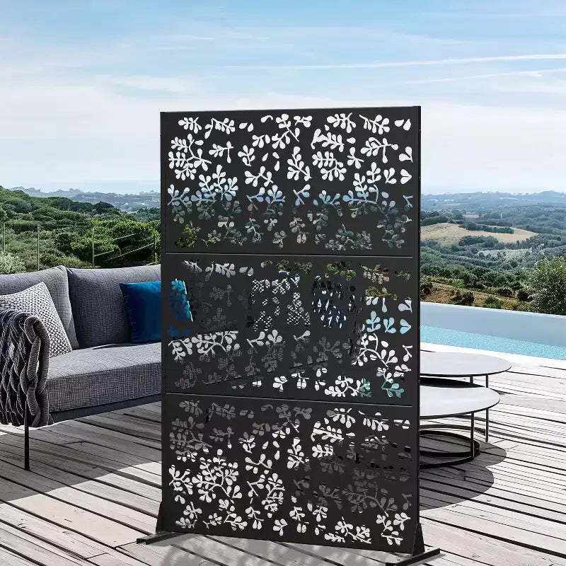 MAYEERTY 72 inch Room Divider Rectangle Privacy Screen with Galvanized Frame Patio Decorative Garden Fence Black