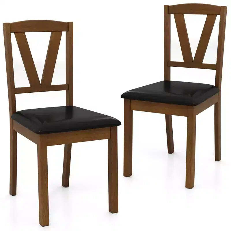 Costway Dining Chairs Set of 2/4 PU Leather Dining Room Chairs with Hollowed Backrests