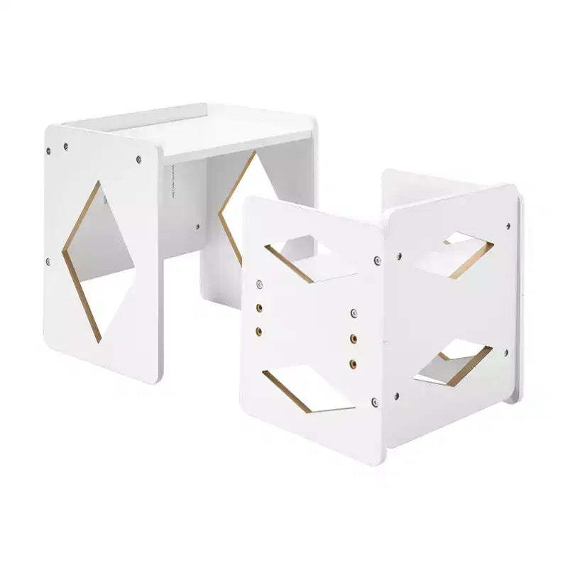 VEVOR Montessori Weaning Table and Chair Set, Wooden Toddler Table and Chair Set for Aged 1-5, Adjustable Height Kids Chair and Activity Table,White