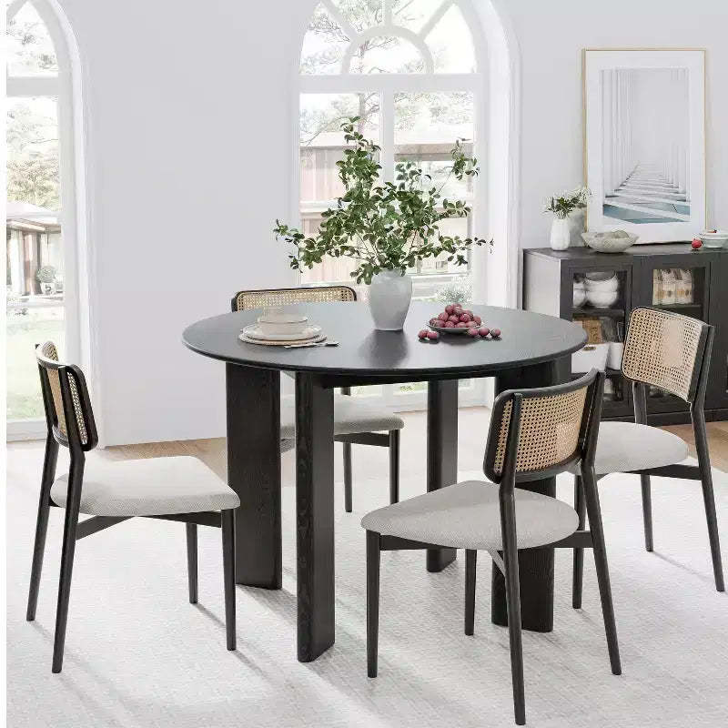 MAYEERTY 42 Wood Round Dining Table for 4, Farmhouse Modern Kitchen & Dining Room Table