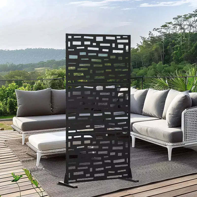 MAYEERTY 72 inch Room Divider Rectangle Privacy Screen with Galvanized Frame for Garden Patio Outdoor Black