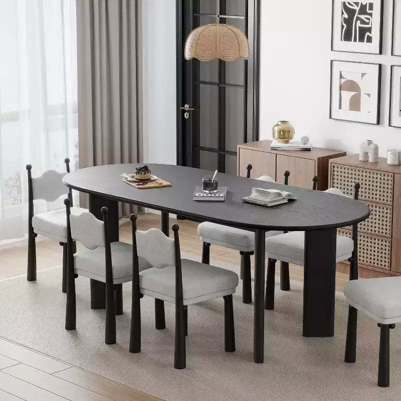 MAYEERTY 67 Wood Oval Dining Table for 4-6, Farmhouse Modern Kitchen & Dining Room Table