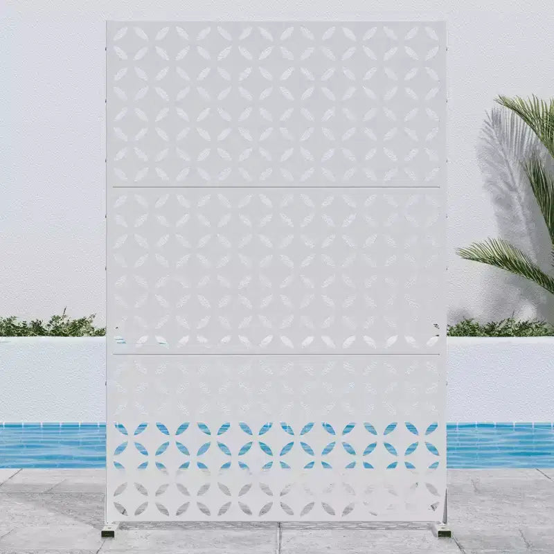 MAYEERTY 72 inch Room Divider Rectangle Privacy Screen with Galvanized Frame White Garden Fence Patio