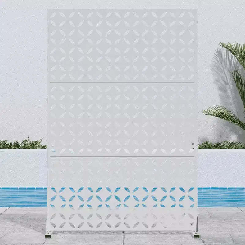 MAYEERTY 72 inch Room Divider Rectangle Privacy Screen with Galvanized Frame White Garden Fence Patio