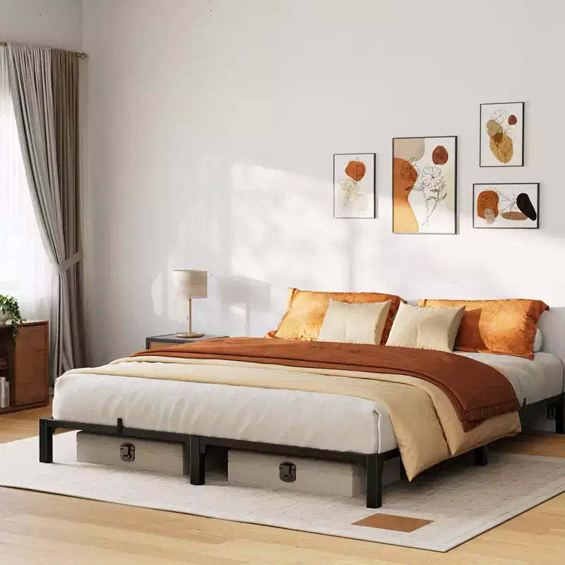 Bed Frame King Size, 10 Inch Metal Platform, No Screws Needed, No Box Spring Needed, Heavy Duty, 800 Lbs Capacity, Reinforced Iron Slats & Legs