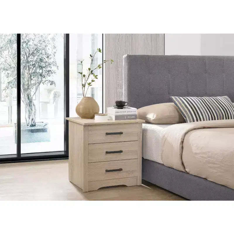 HomeStock 23 in.H x 22 in W Rectangle Yellow Finish 3 Drawers Wood Nighstand For Living Room and Bedroom