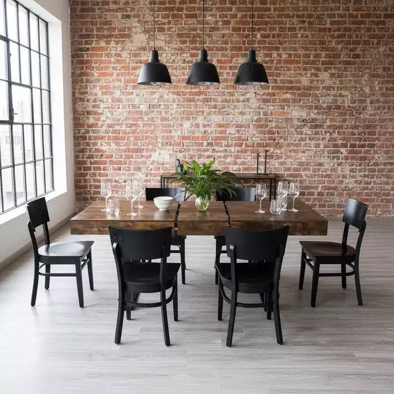 Homy Casa Extendable Dining Table, Rustic Brown Wood Top & Black Metal Base  Industrial Modern Style