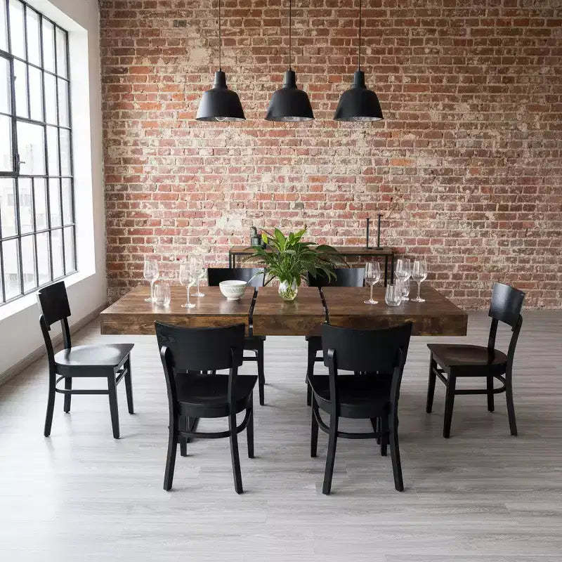 Homy Casa Extendable Dining Table, Rustic Brown Wood Top & Black Metal Base  Industrial Modern Style