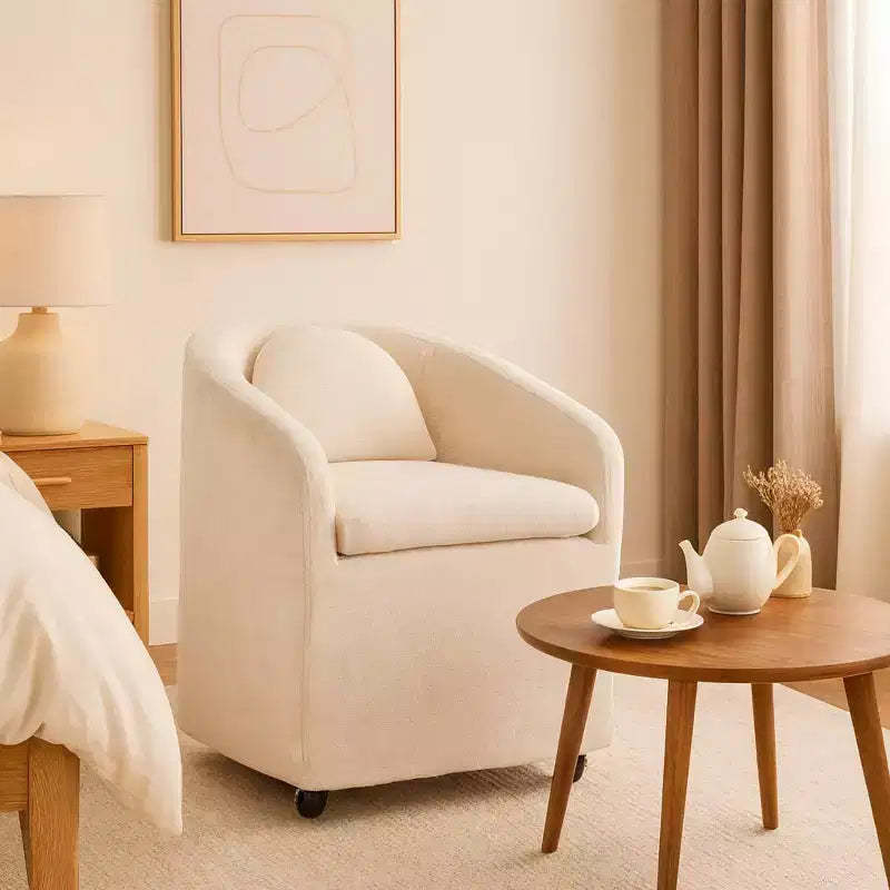 Homy Casa Modern Chenille Swivel Accent Chair with Rounded Back and 360 Base, for Living Room or Bedroom, Beige