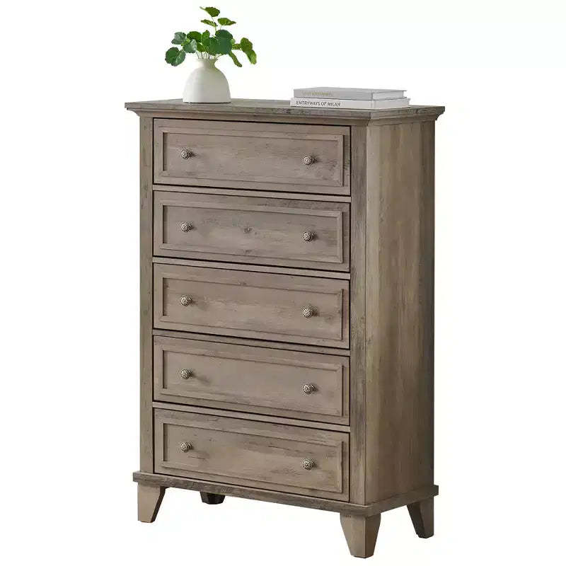 5 Drawer Dresser for Bedroom, 48 Tall Wood Dresser & Chests of Drawers with Deep Drawers, Modern Chest Organizer for Living Room, Hallway, Entryway