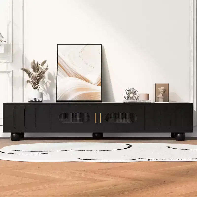 Bestier 71 Modern TV Stand for TVs up to 80, Entertainment Center with Glass Door, TV Storage Cabinet with 2 Drawers Cable Hole for Living room