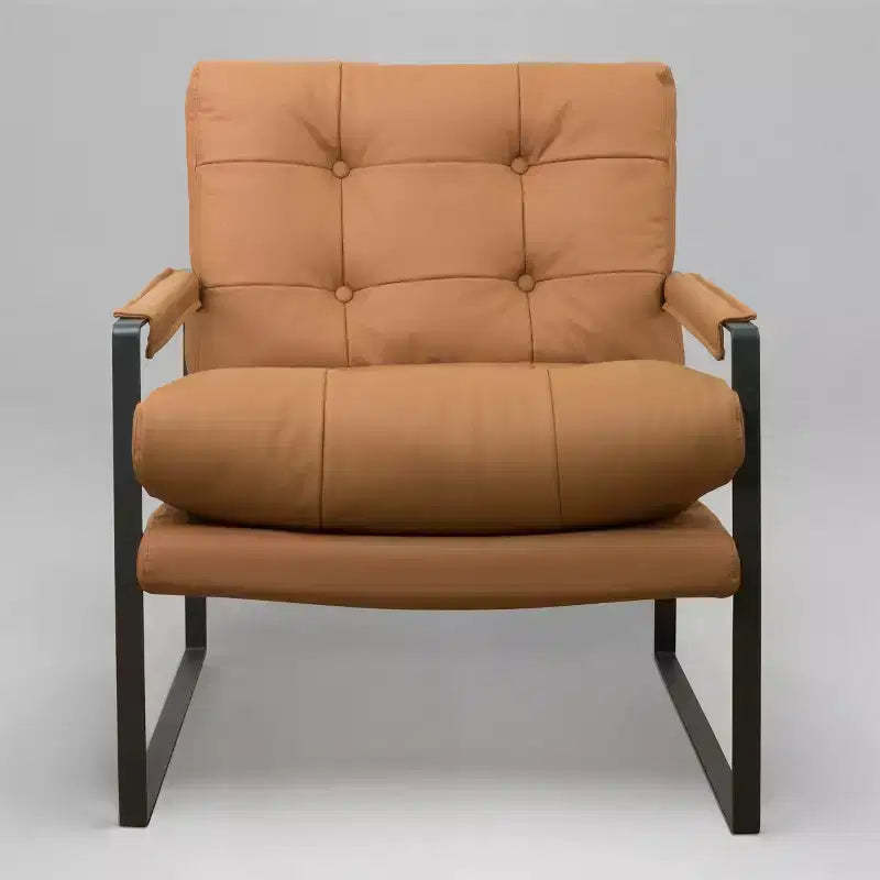 Art Leon Genuine Leather Accent Chair with Tufted Seat and Back