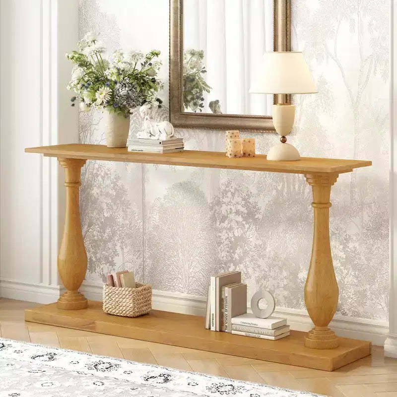 Bestier Console Tables for Entryway, 60 Wood 2-Tier Entry Hallway Table, Narrow Sofa Table Behind Couch Table for Living Room, Entrance