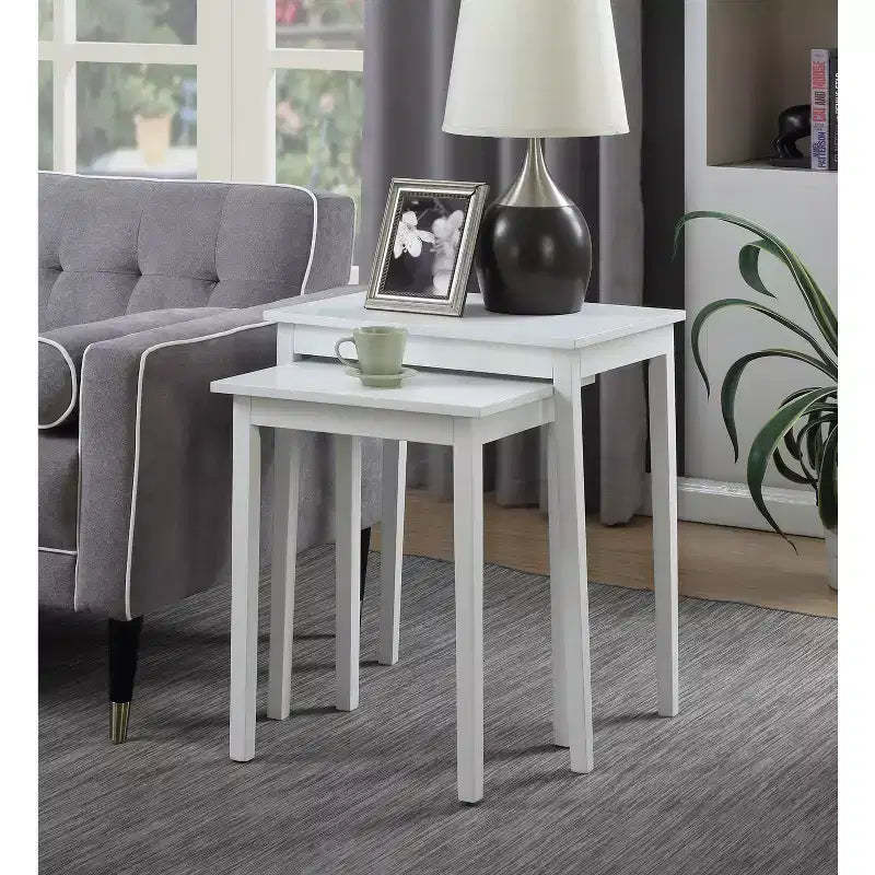 HomeStock 26.25 in.H White Color Rectangle Wood Table Top End Table 1 -piece