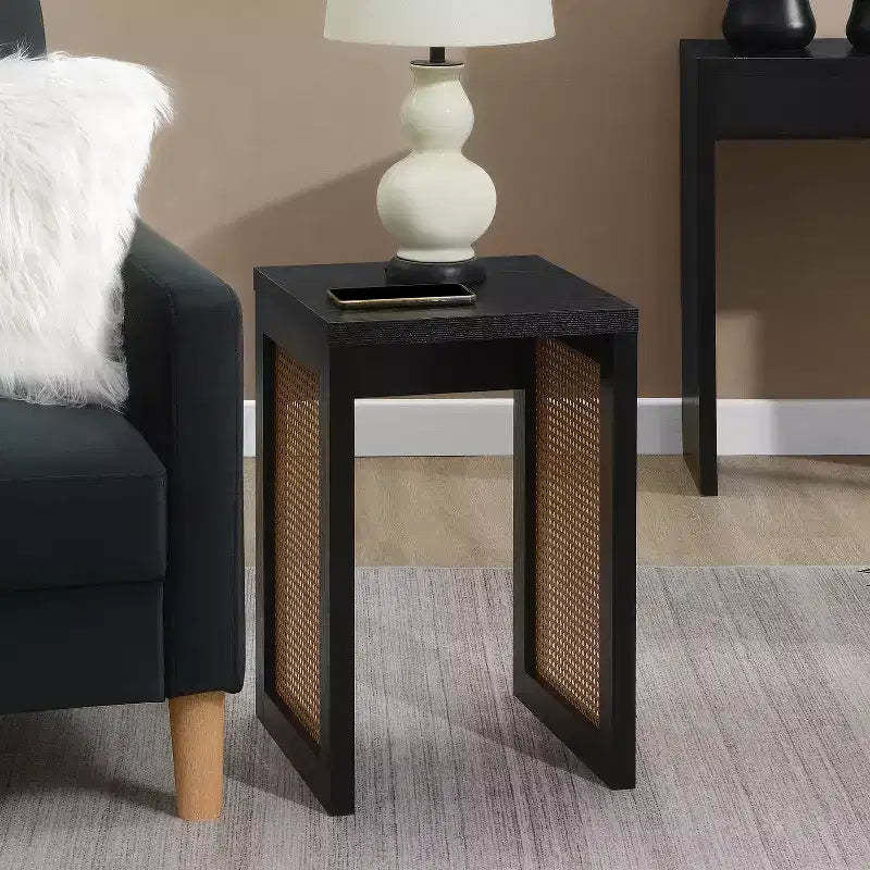 HomeStock 24 in.H Beige Color Square Wood Table Top End Table 1 -piece