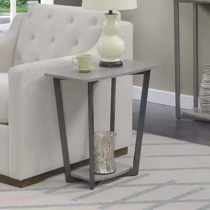HomeStock 23.75 in.H Gray Color Rectangle Metal Table Top End Table 1 -piece
