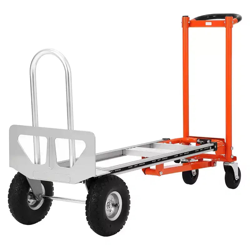 TROPOW 3-in-1 Convertible Hand Truck C Orange Heavy Duty 770LB Capacity Dolly Cart with Puncture-Proof Wheels for Home/Warehouse (1-Pack)