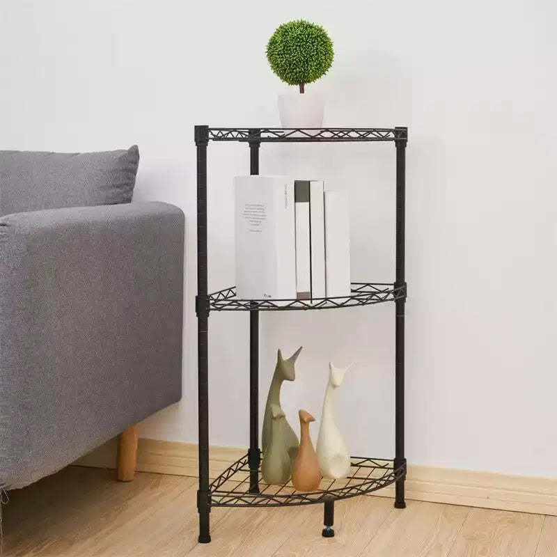 Acekool 3 Tier Corner Shelf, Rustic Black Storage Display Rack for Bedroom, Living Room, Office, Kitchen, 13.8x13.8x31.5