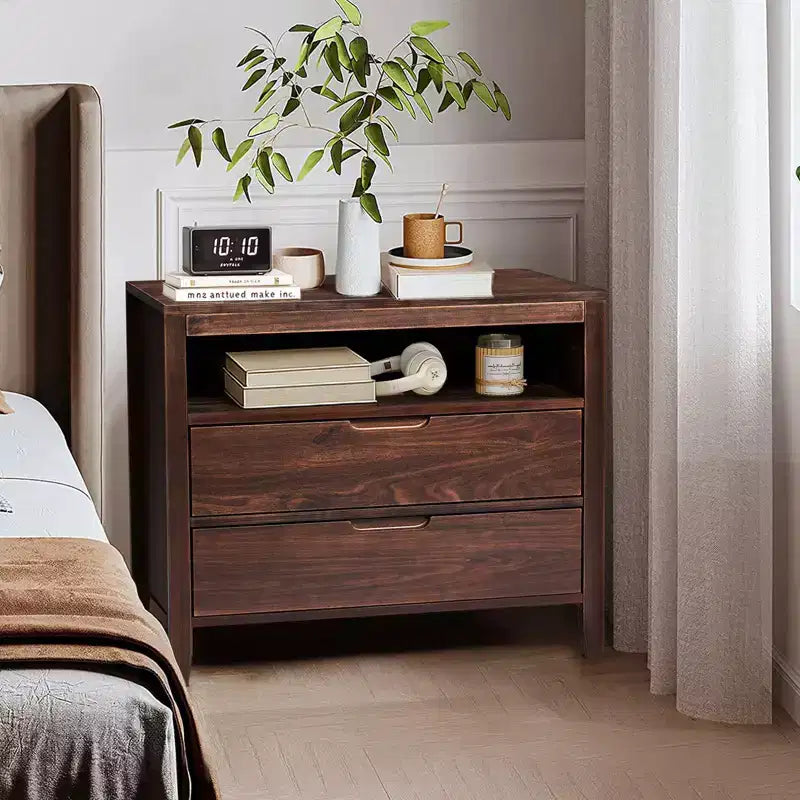 Karl Home 2-Drawer Brown MDF (Medium-Density Fiberboard) 29.53in. W Nightstands