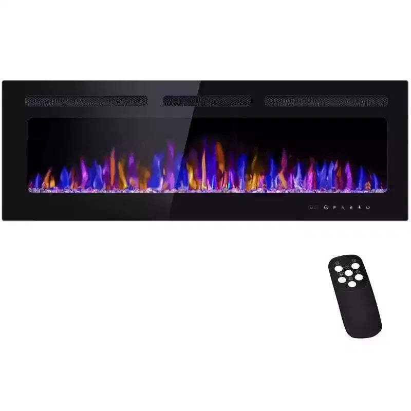 Coolmee 80 inch Smart Electric Fireplace Recessed & Mounted, Dual Heat 750/1500W with Remote, Adjustable Flames, Touch Screen, Timer