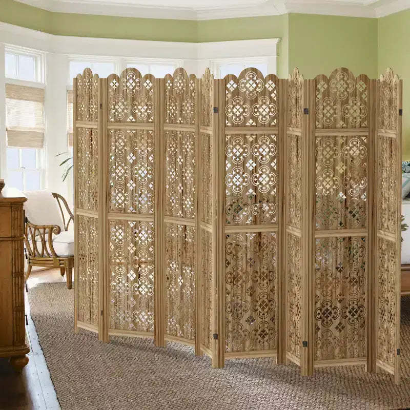 MAYEERTY 12767 in Wood Room Divider Folding Privacy Screen Freestanding Partition for Indoor, 8-Panels, Brown