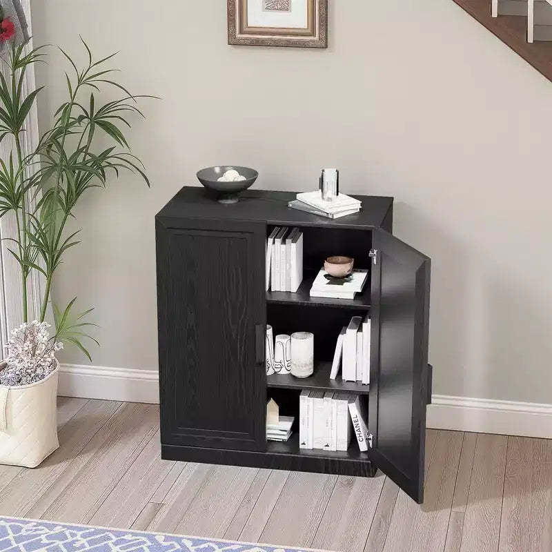 MAYEERTY Freestanding Storage Cabinet Wooden Decorative Cabinets for Home, Office, Small Space, Black, 36*31*16in