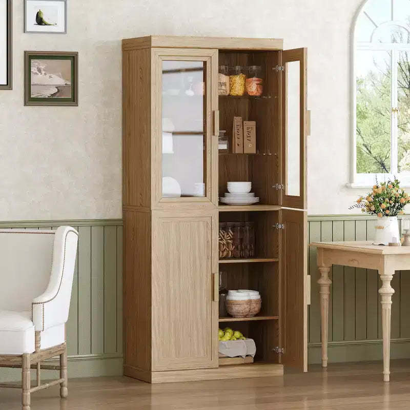 Tall Pantry Cabinet - Storage Cabinett with Glass Doors for Kitchen, Dining Room