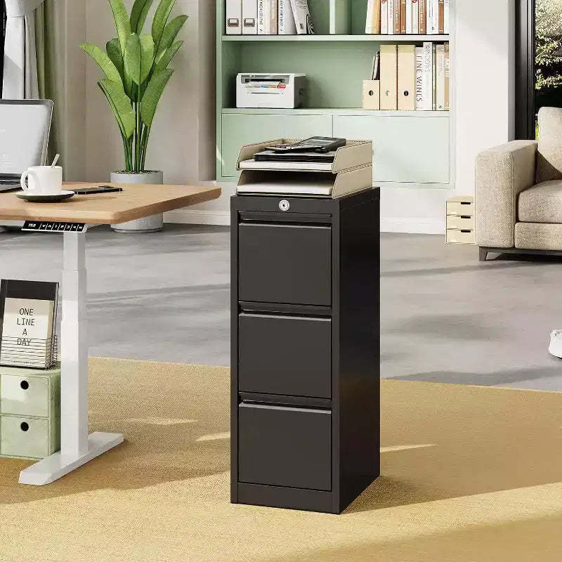 Acekool 103 Rolling Storage Cabinet with Lock, Workbench & Adjustable Shelf, Mobile Tool Chest for Garage, Shop, Office, Black