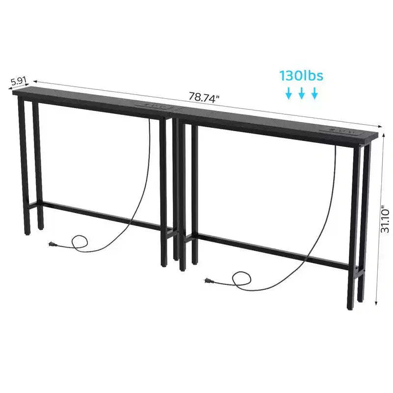 2-piece Set Triamine + Iron 200 * 15 * 79cm with Power Strip Foyer Table
