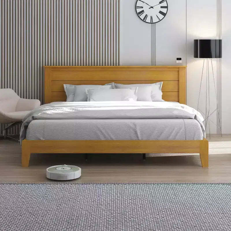 Galano King Tiena Lencia Bed with Headboard  Amber Walnut