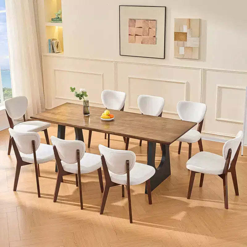 KERDOM Wooden Dining Chairs Set of 8, Modern Fabric Upholstered Dining Room Chair , Armless Wide Seat Cushion, Farmhouse Dinner Chair ,Beige