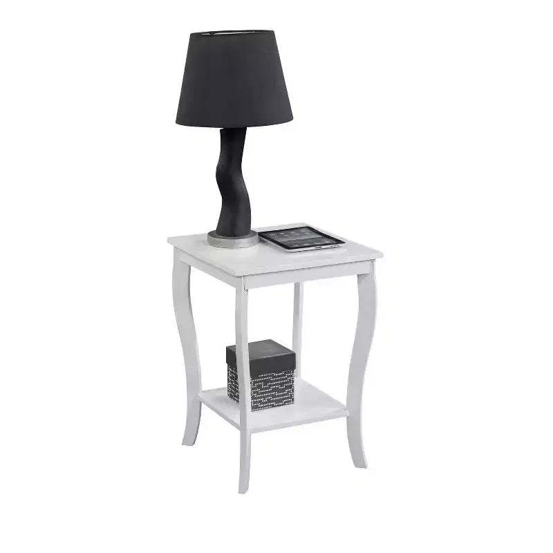 HomeStock Belmont Square End Table with Spacious Two Tier Shelves, Transitional Accent Table Perfect for Storage and Stylish Living Room Dcor