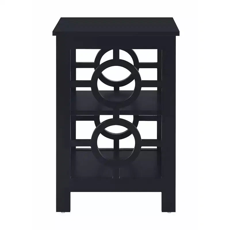 HomeStock Belmont Ring End Table with Three Tier Shelves and Circular Frame Design, Modern Accent Storage Side Table for Living Room or Office