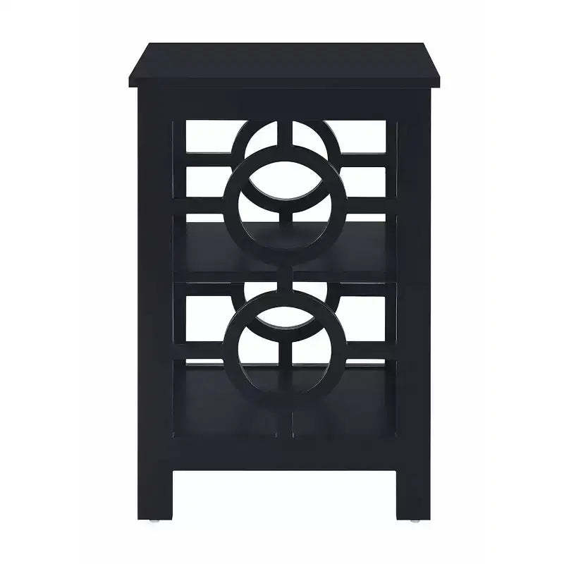 HomeStock Belmont Ring End Table with Three Tier Shelves and Circular Frame Design, Modern Accent Storage Side Table for Living Room or Office