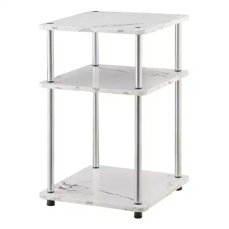 HomeStock 25.5 in.H White Color Rectangle Metal Table Top End Table 1 -piece