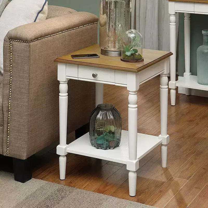 HomeStock Belmont End Table with Drawer and Shelf, Traditional Side Table with Storage Drawer and Open Shelf for Living Room Use