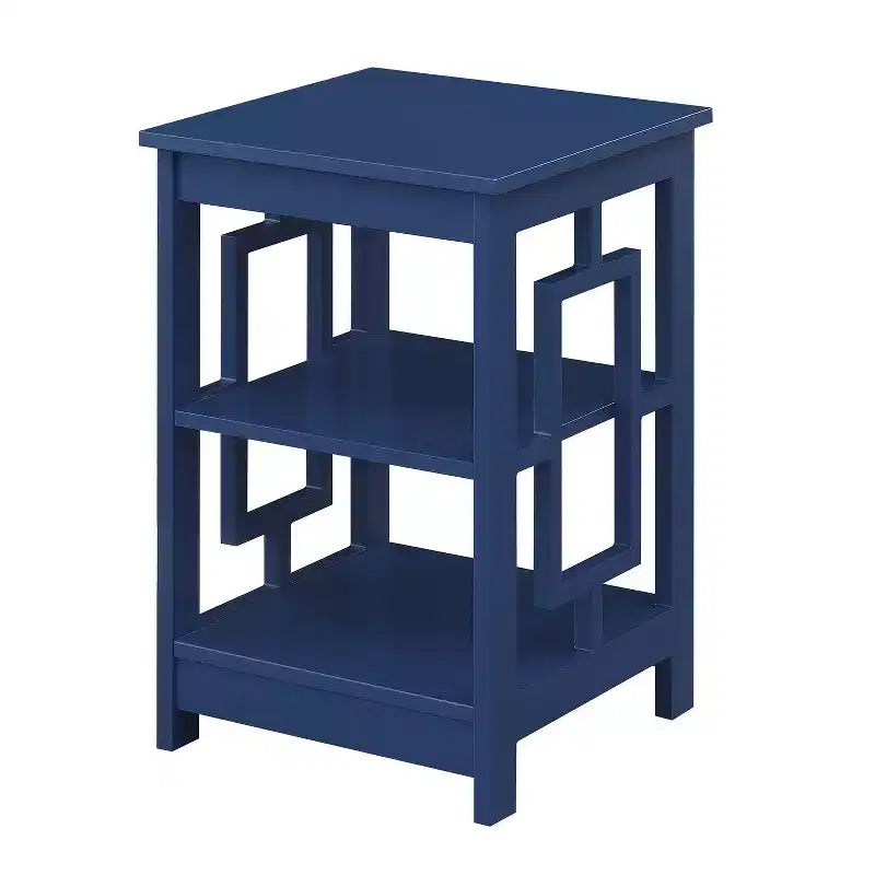 HomeStock Belmont Square End Table with Two Tier Shelves and Open Frame Design, Transitional Accent Side Table for Living Room Storage