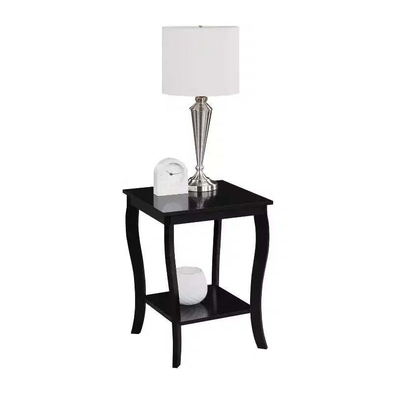 HomeStock Belmont Square End Table with Two Tier Shelving, Classic Transitional Accent Side Table with Spacious Storage for Living Room Dcor