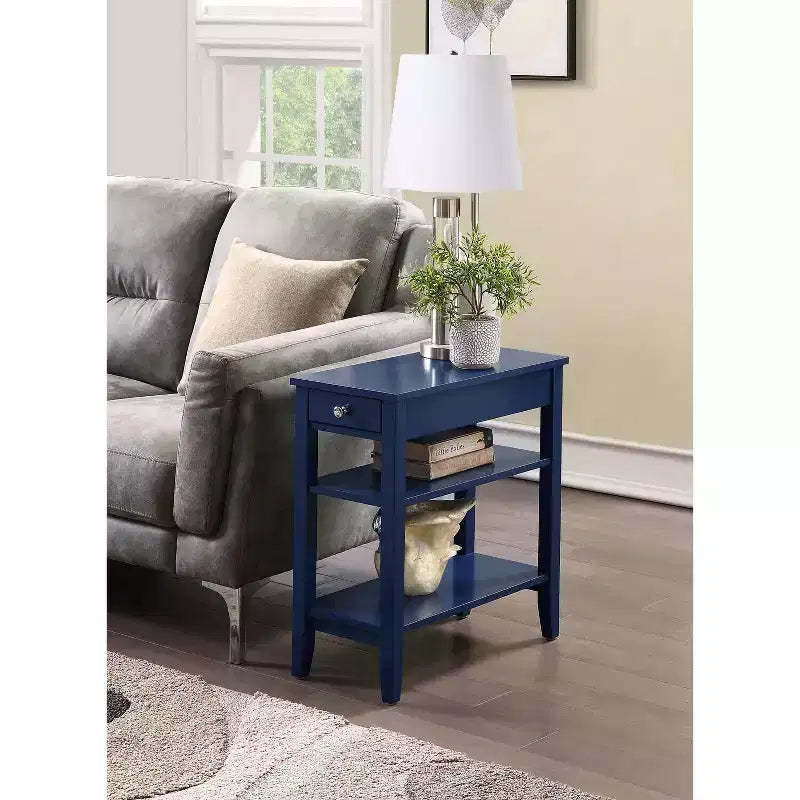 HomeStock Belmont Flip Top End Table with Hidden Storage Compartment and Bottom Shelf, Slim Accent Side Table for Living Room Organization